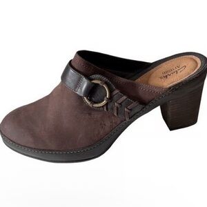 Clark’s brown‎ leather Nubuck heeled clog/mule